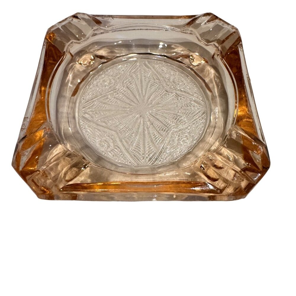 2 Depression Glass Ashtrays Jeanette Adam Pink Trinkets Jewelry Set of 2 Vintage - Picture 9 of 16